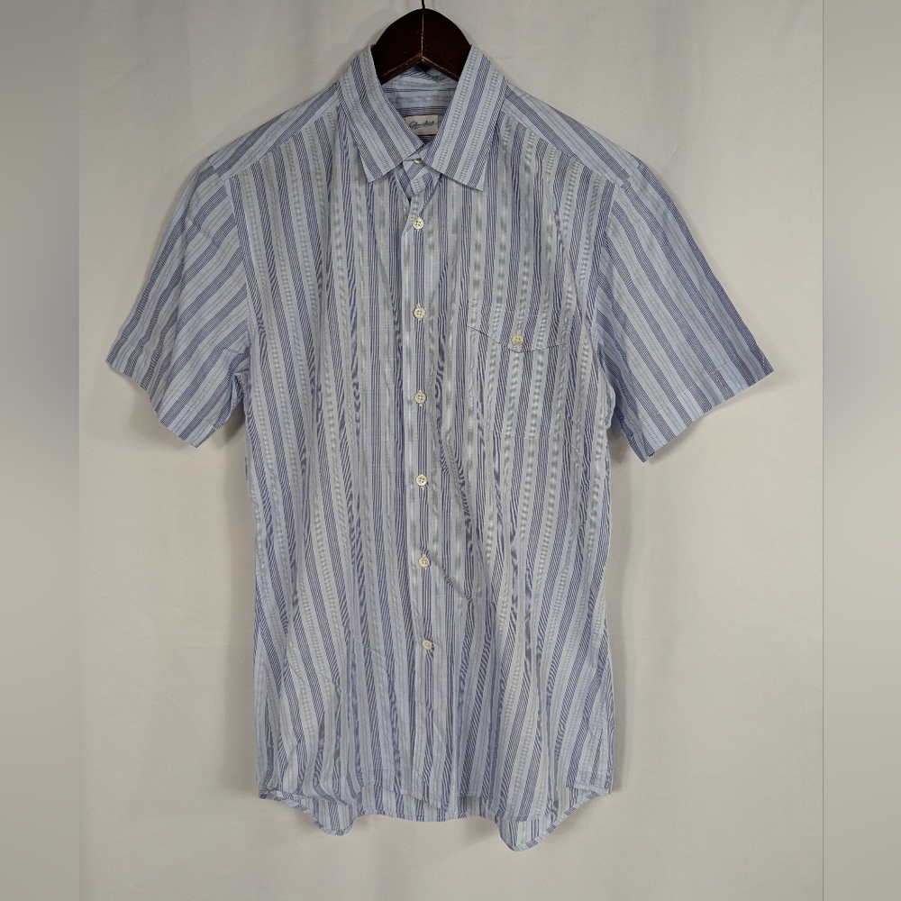 Glanshirt A Slowear Brand Mens Short Sleeve Shirt 40 15 3/4 Cotton Blue A005